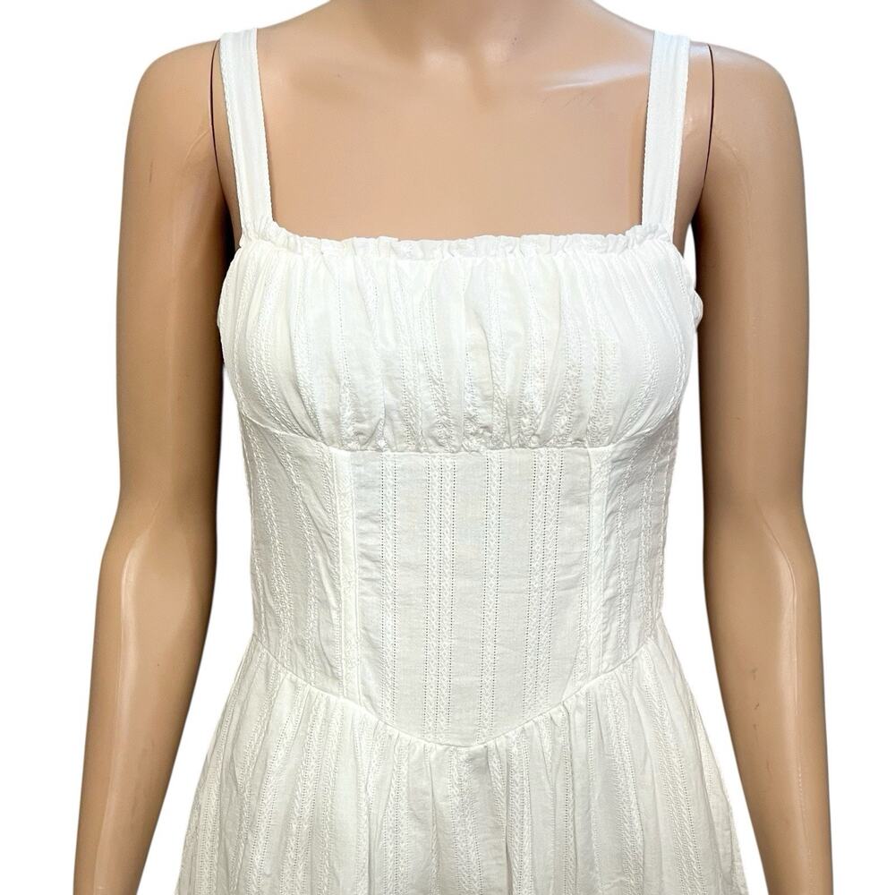 Wild Fable Milkmaid Midi Dress XXS White Cottagecore Cotton Vacation Flared - Picture 2 of 9
